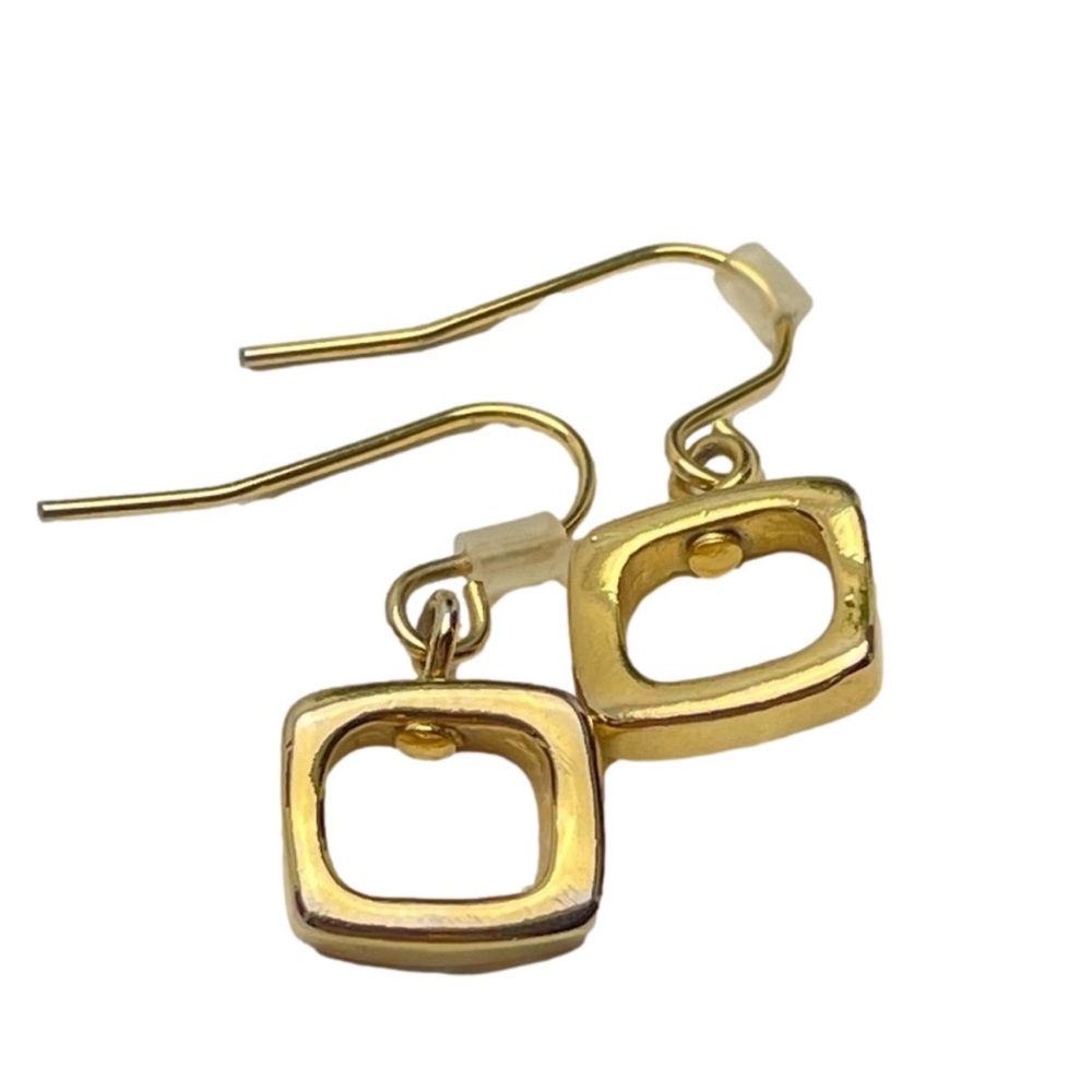 Gold Tone Open Square Dangle Earrings